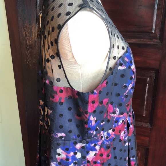 Motherhood maternity party dress XL/Dark blue&rose pattern/black dot overlay - Picture 12 of 17